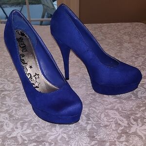 Drash Spike Heels Blue Suede Platform Shoes